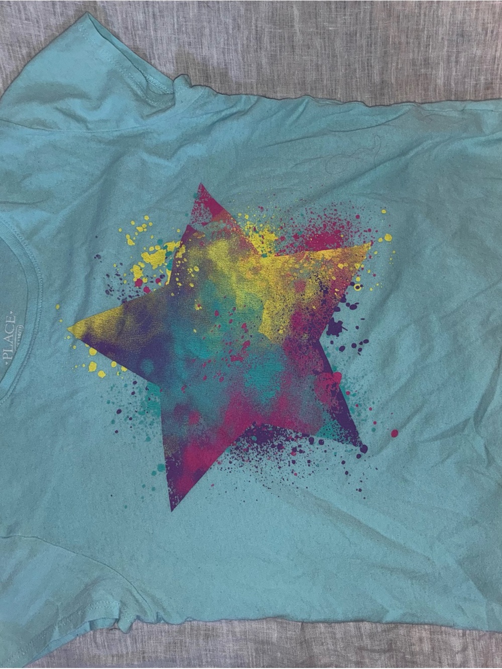 Place Teal Short-Sleeve Tee with Colorful Splatter Star